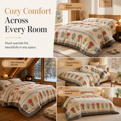 🛌 50% OFF! ✨ Double-Sided Sherpa Fleece Comforter – Snowflake Velvet & Dense Lamb Fleece Heat Lock, Ultra-Soft Velvet Touch & Durable Digital Print – Cozy Winter Warmth for Every Room ❄️