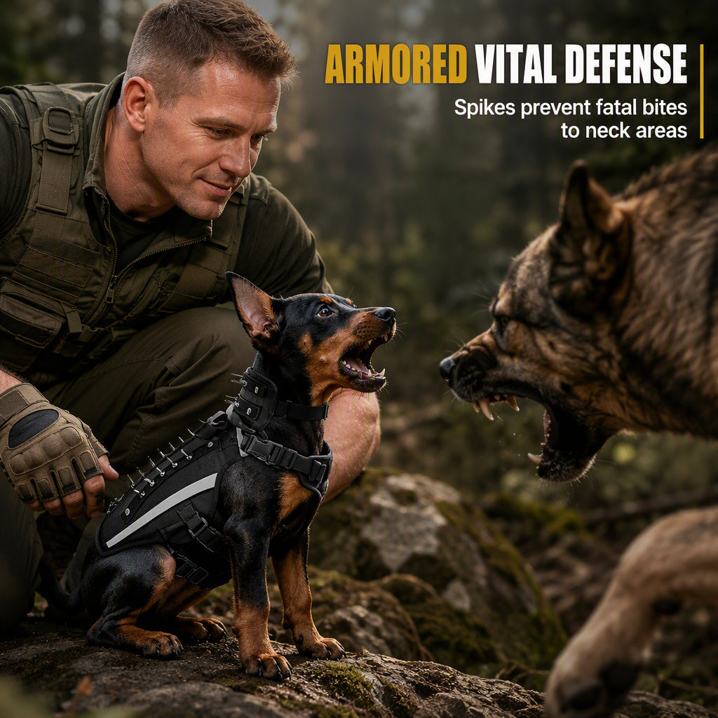 🐕🛡️ Tactical Dog Harness with Protective Spikes – Safety and Style for Your Loyal Companion