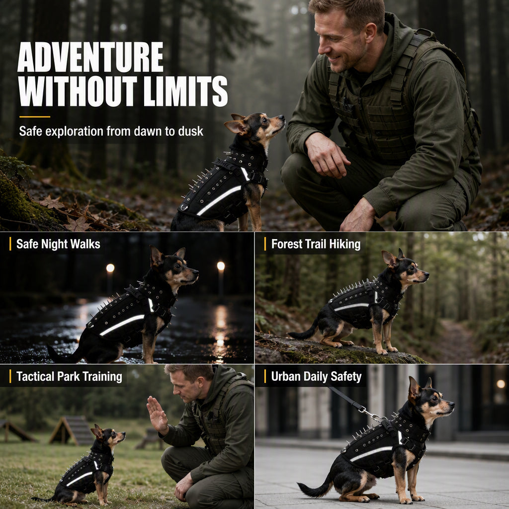 🐕🛡️ Tactical Dog Harness with Protective Spikes – Safety and Style for Your Loyal Companion