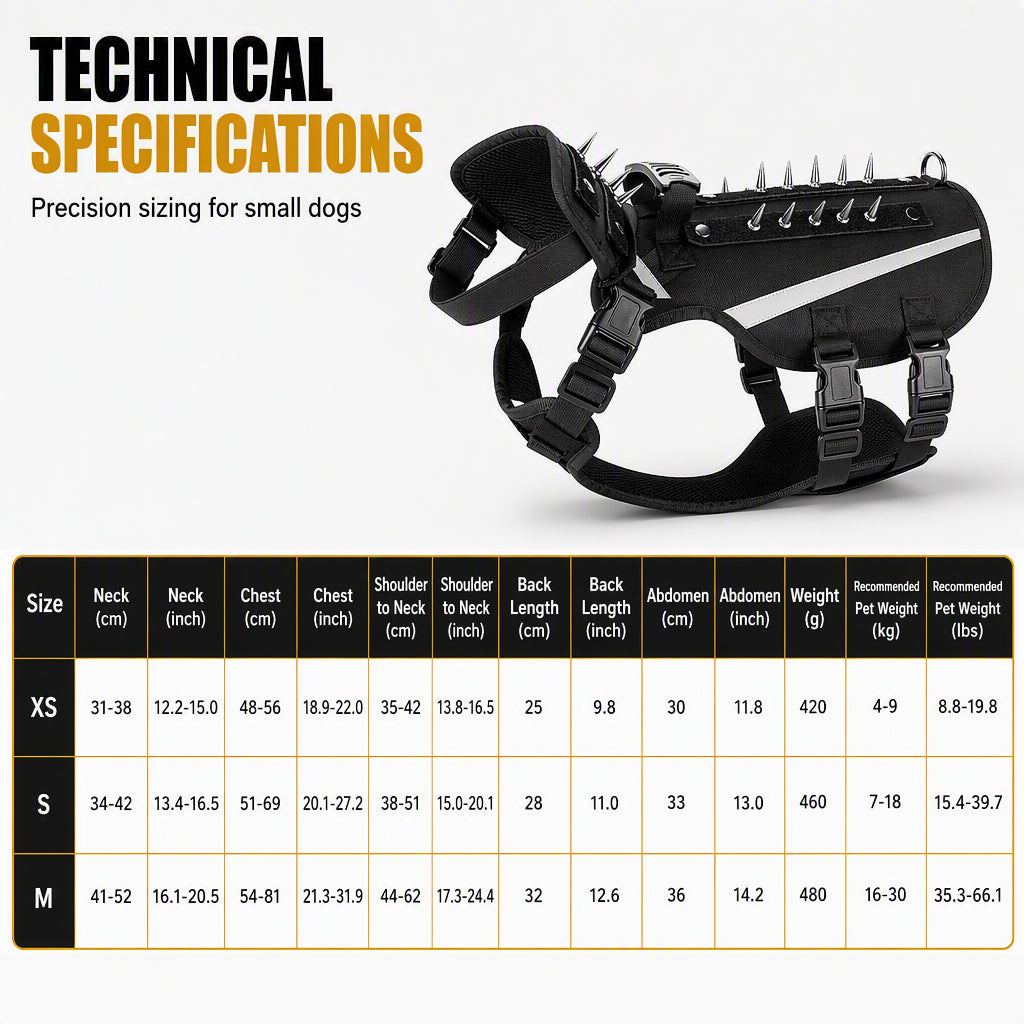 🐕🛡️ Tactical Dog Harness with Protective Spikes – Safety and Style for Your Loyal Companion