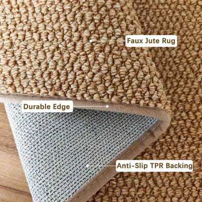 Non-Slip Faux Jute Runner Rug