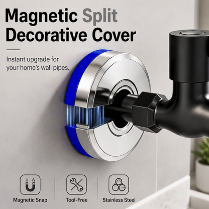 🧲 Magnetic Split Pipe Cover – No-Tool Decorative Ring for Faucets & Pipes ✨