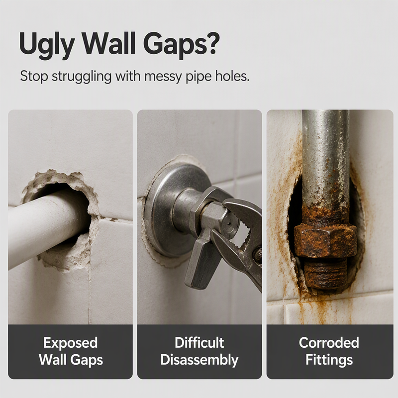 🧲 Magnetic Split Pipe Cover – No-Tool Decorative Ring for Faucets & Pipes ✨