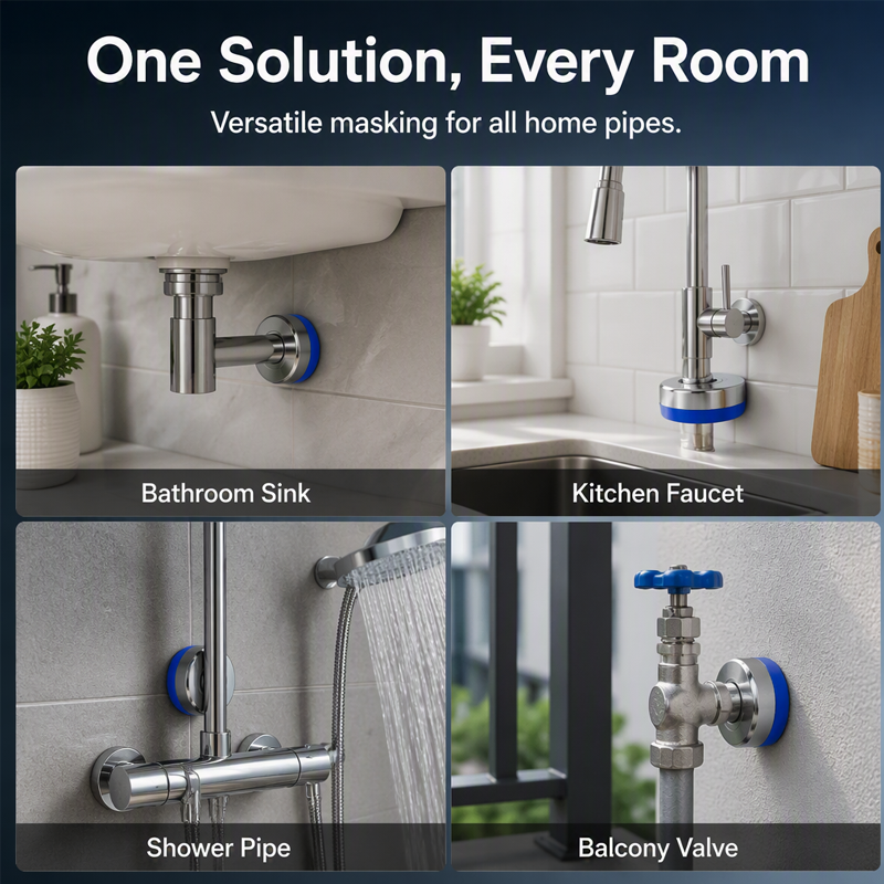 🧲 Magnetic Split Pipe Cover – No-Tool Decorative Ring for Faucets & Pipes ✨