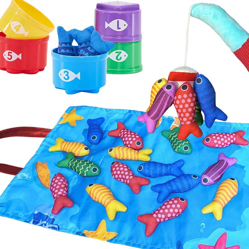 🥳2026 HOT SALE 50%OFF🥳Toddler Cloth Fishing Toy Set with Stacking Cups