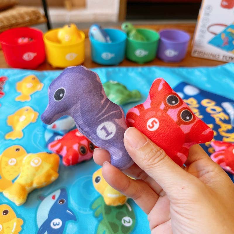 🥳2026 HOT SALE 50%OFF🥳Toddler Cloth Fishing Toy Set with Stacking Cups