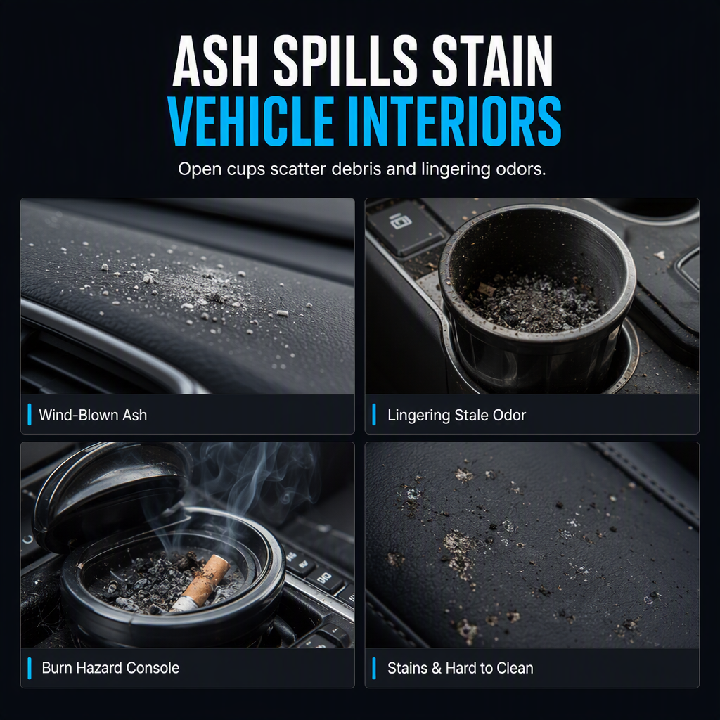🚗 Smokeless Car Ashtray – Sealed & Easy to Clean
