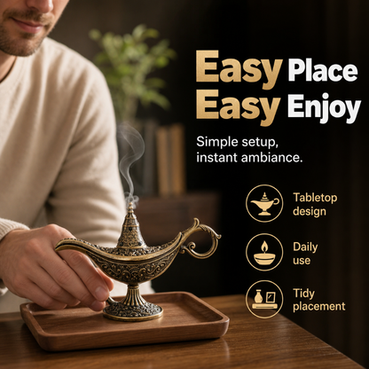 🪔 LIMITED-TIME 50% OFF! ⚡ Retro Aladdin Magic Lamp Incense Burner, Vintage Aroma Diffuser ✨