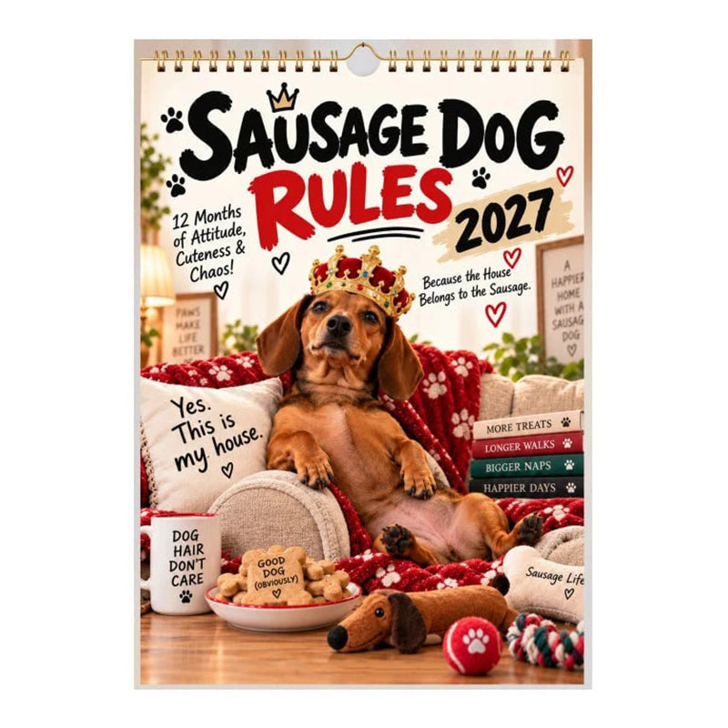 🐶 LIMITED-TIME 50% OFF! ✨ 2027 Playful Dachshund Calendar – Cute Sausage Dog Photos, Wall Hanging 📅
