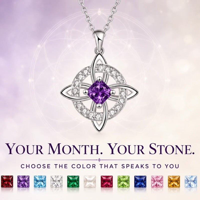 ☘️ Celtic Knot Birthstone Necklace – Personalized Elegance for Every Look