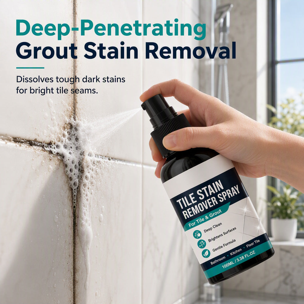 🛡️Gentle on Tiles, Deep Cleaning🧽 Grout Stain Remover Spray – Protects Tile Shine | Perfect for Delicate Tiles, Removes Grime While Preserving Original Luster ✨