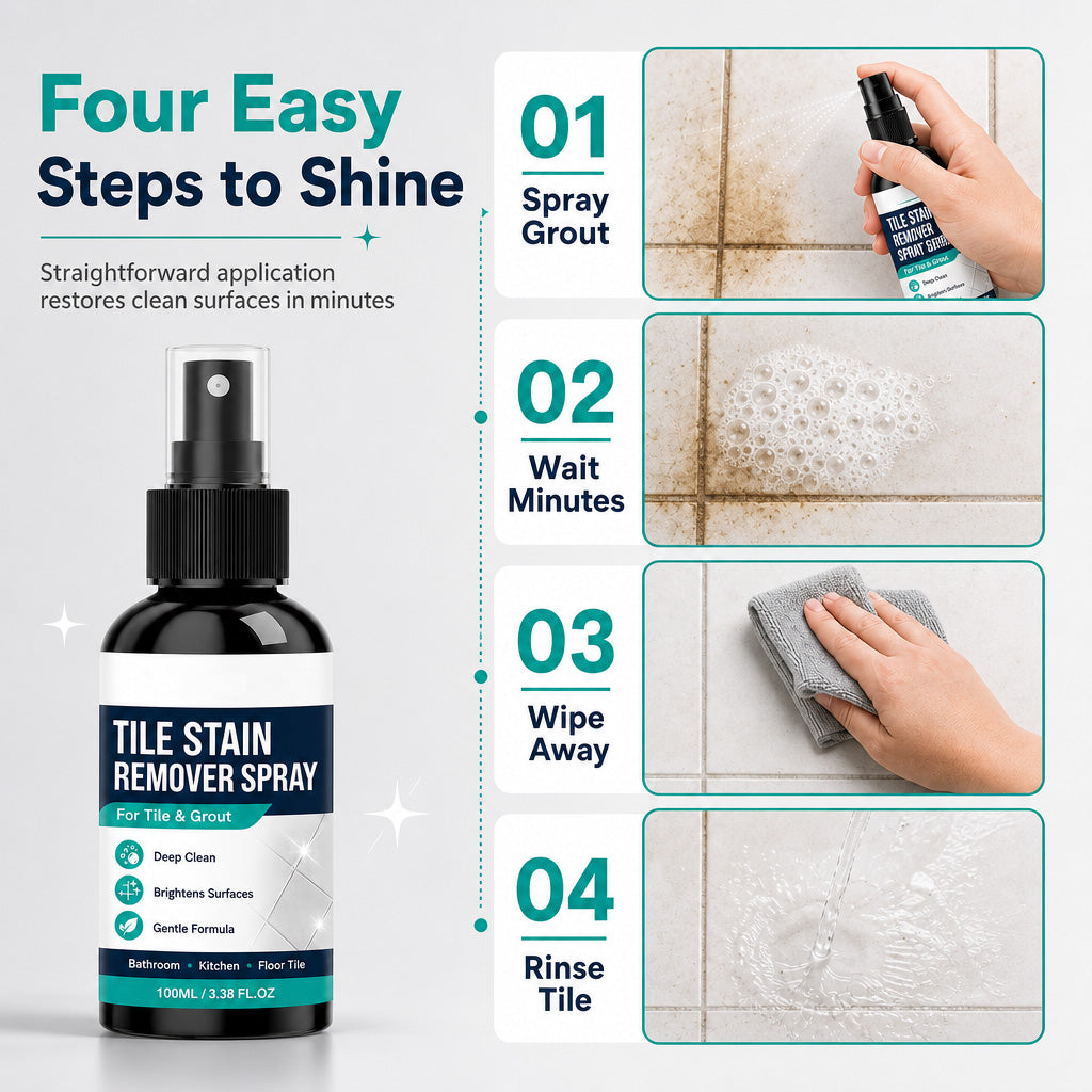 🛡️Gentle on Tiles, Deep Cleaning🧽 Grout Stain Remover Spray – Protects Tile Shine | Perfect for Delicate Tiles, Removes Grime While Preserving Original Luster ✨