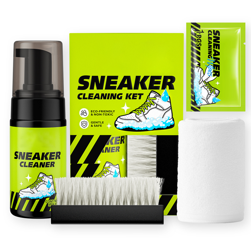 🫧👟 4-Piece Sneaker Cleaning Kit – Foam Cleaner, Brush, Towel & Wipe