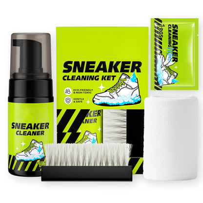 🫧👟 4-Piece Sneaker Cleaning Kit – Foam Cleaner, Brush, Towel & Wipe