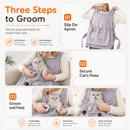 ⏳Time-Limited Special⏰Hair Resistant Pet Cuddling Apron with Leg Holes – Anti-Scratch Grooming Apron 🐈✨