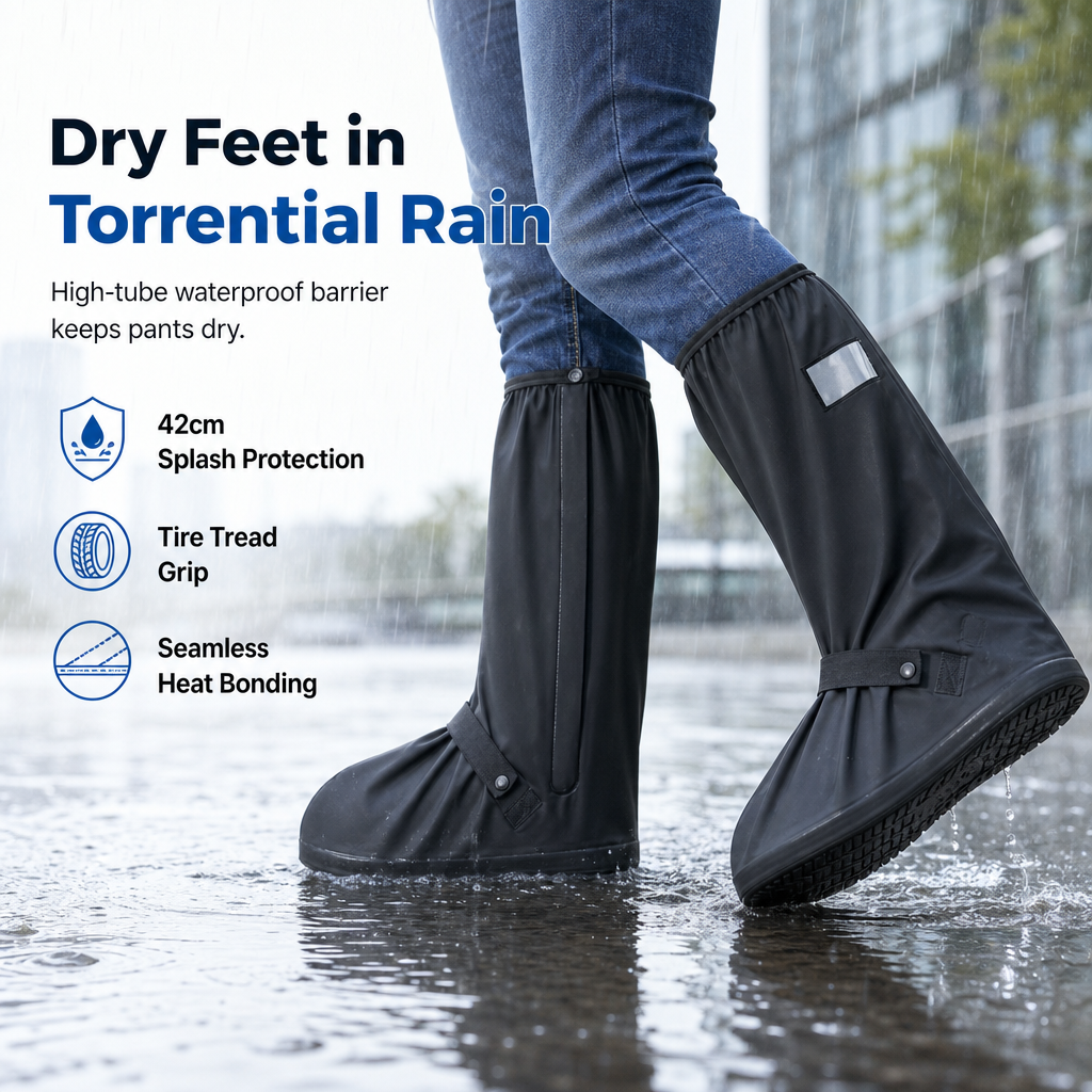 🌧️ Waterproof High-Top Shoe Covers – Rain & Mud Protection