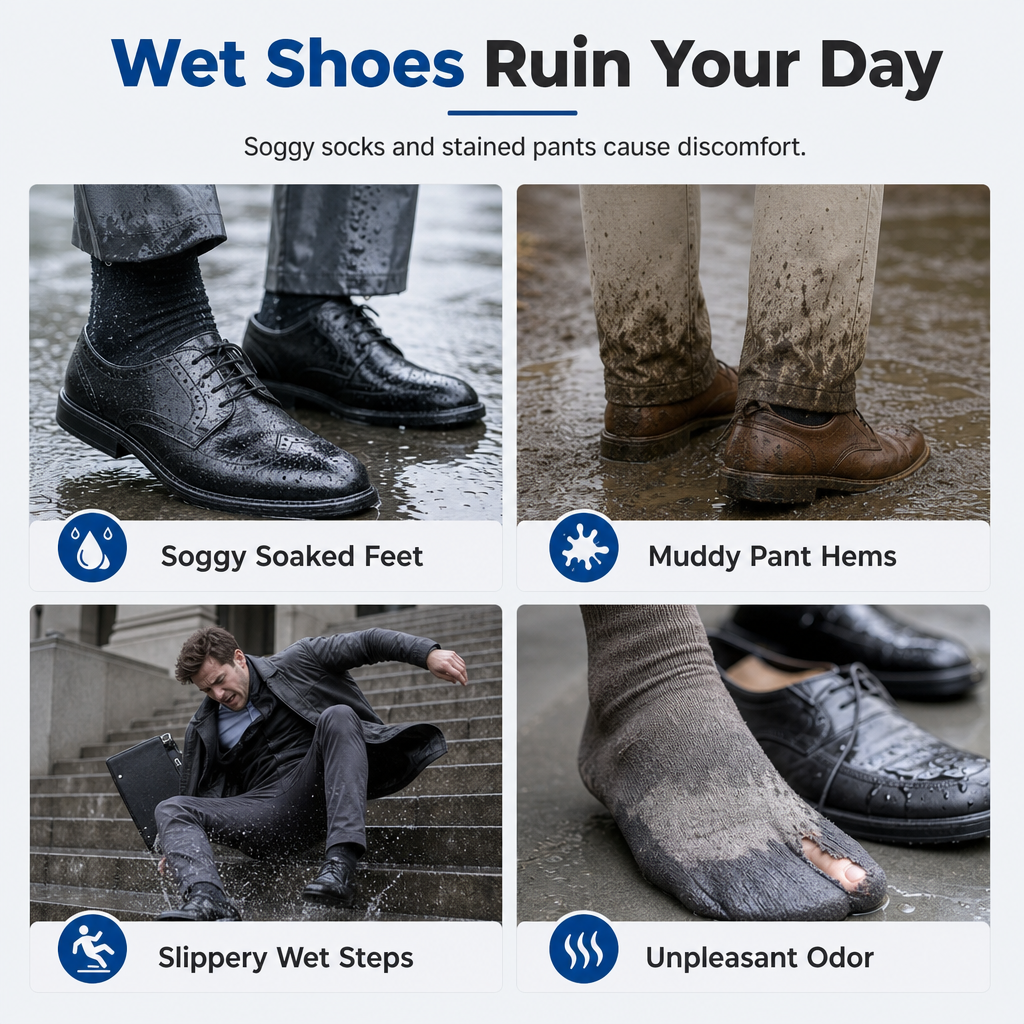 🌧️ Waterproof High-Top Shoe Covers – Rain & Mud Protection