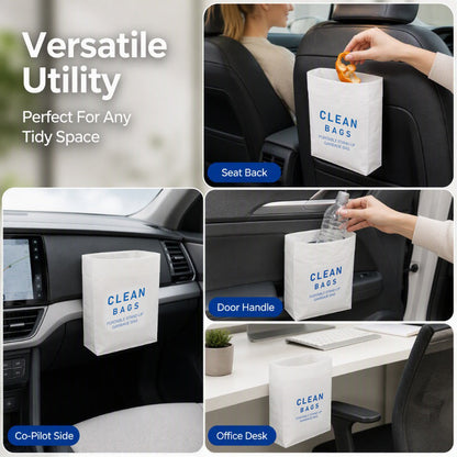 🔥Thickened Self Standing Adhesive Car Trash Bags Flat Mouth Disposable Garbage Cleaning Bags for Vehicle Desk and Kitchen