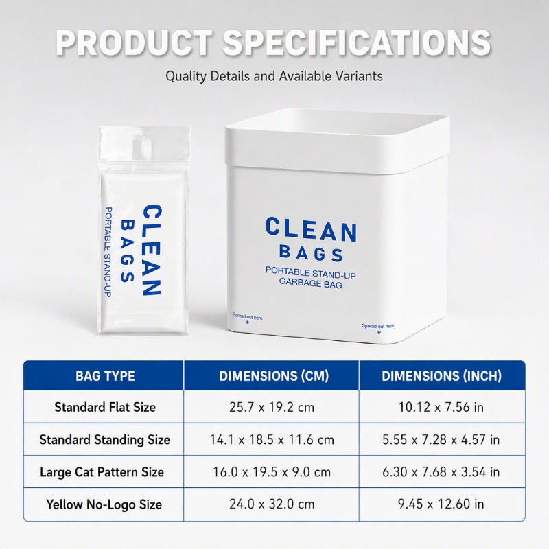 🔥Thickened Self Standing Adhesive Car Trash Bags Flat Mouth Disposable Garbage Cleaning Bags for Vehicle Desk and Kitchen