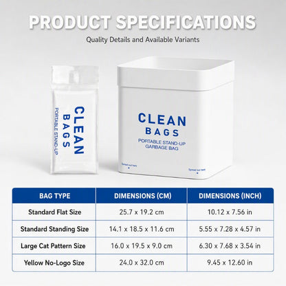 🔥Thickened Self Standing Adhesive Car Trash Bags Flat Mouth Disposable Garbage Cleaning Bags for Vehicle Desk and Kitchen