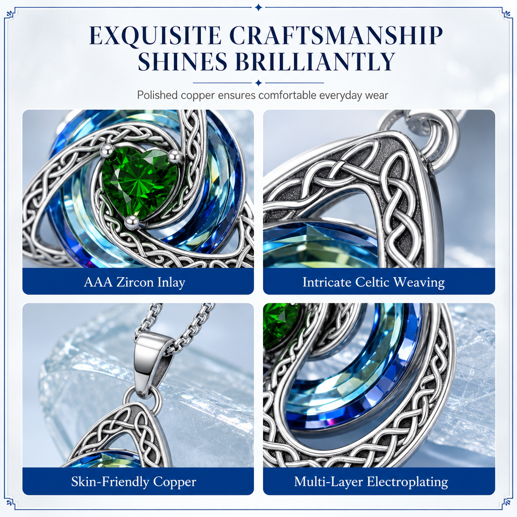 ⏳🔥LIMITED-TIME 50% OFF! ⏰Women's Celtic Knot Birthstone Pendant Necklace🌀📿