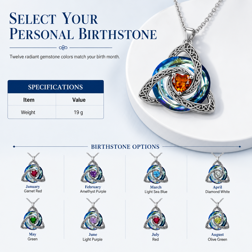 ⏳🔥LIMITED-TIME 50% OFF! ⏰Women's Celtic Knot Birthstone Pendant Necklace🌀📿