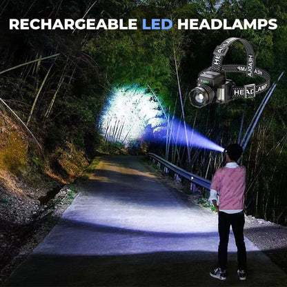 🔦👋 Rechargeable LED Headlamp – Wave Sensor Control & Adjustable Focus