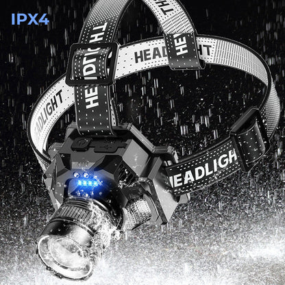 🔦👋 Rechargeable LED Headlamp – Wave Sensor Control & Adjustable Focus
