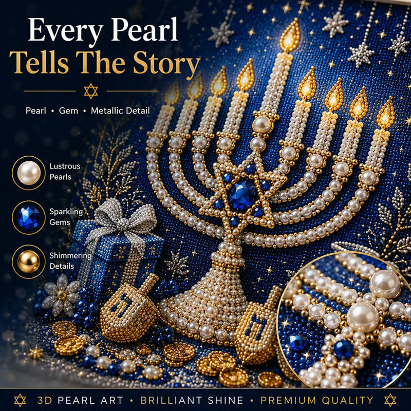 🥳2026 HOT SALE🥳DIY Hanukkah Pearl Art Kit with Wood Frame