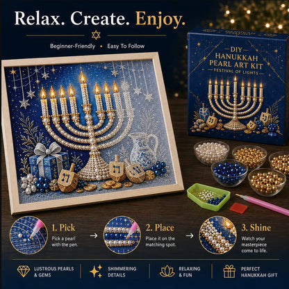 🥳2026 HOT SALE🥳DIY Hanukkah Pearl Art Kit with Wood Frame