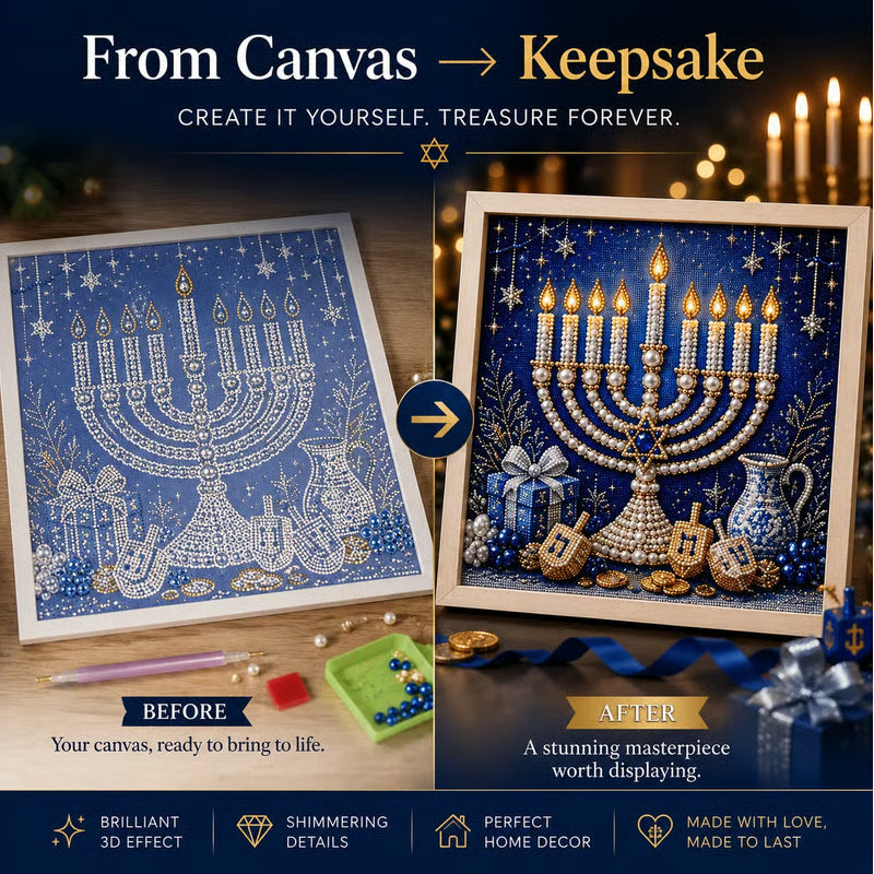 🥳2026 HOT SALE🥳DIY Hanukkah Pearl Art Kit with Wood Frame