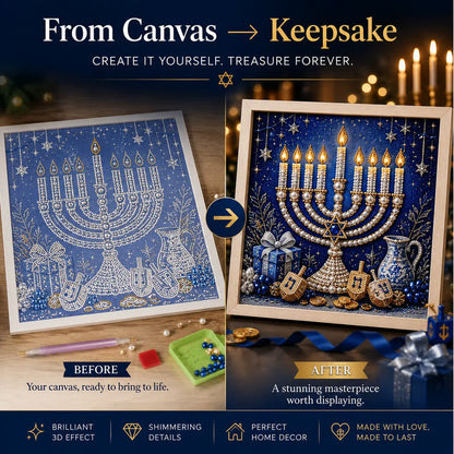 🥳2026 HOT SALE🥳DIY Hanukkah Pearl Art Kit with Wood Frame