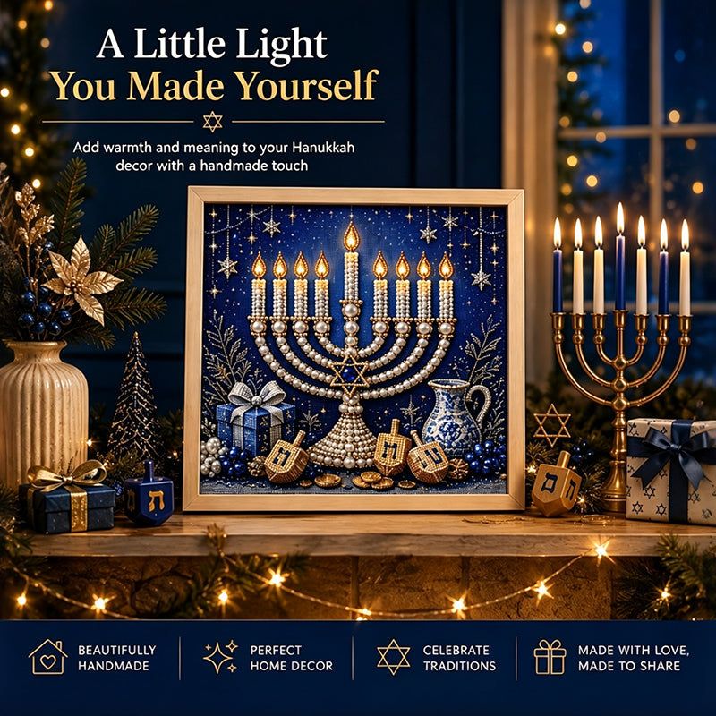 🥳2026 HOT SALE🥳DIY Hanukkah Pearl Art Kit with Wood Frame