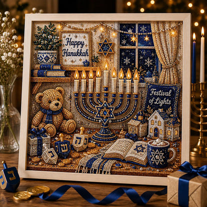 🥳2026 HOT SALE🥳DIY Hanukkah Pearl Art Kit with Wood Frame