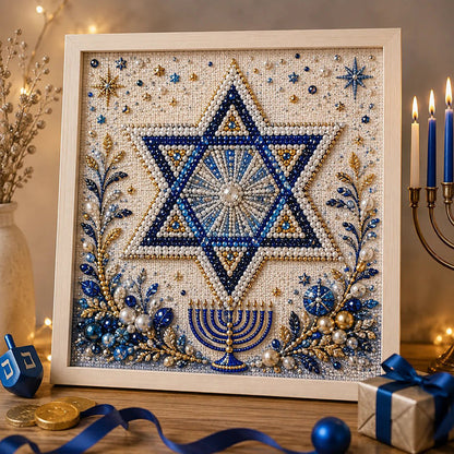 🥳2026 HOT SALE🥳DIY Hanukkah Pearl Art Kit with Wood Frame