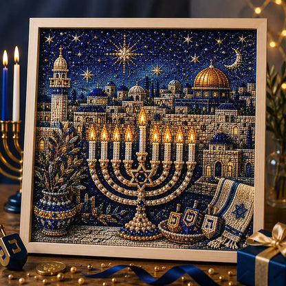 🥳2026 HOT SALE🥳DIY Hanukkah Pearl Art Kit with Wood Frame