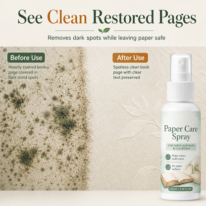 📚✨ Paper Mold & Mildew Stain Remover Spray – For Books, Pages & Documents