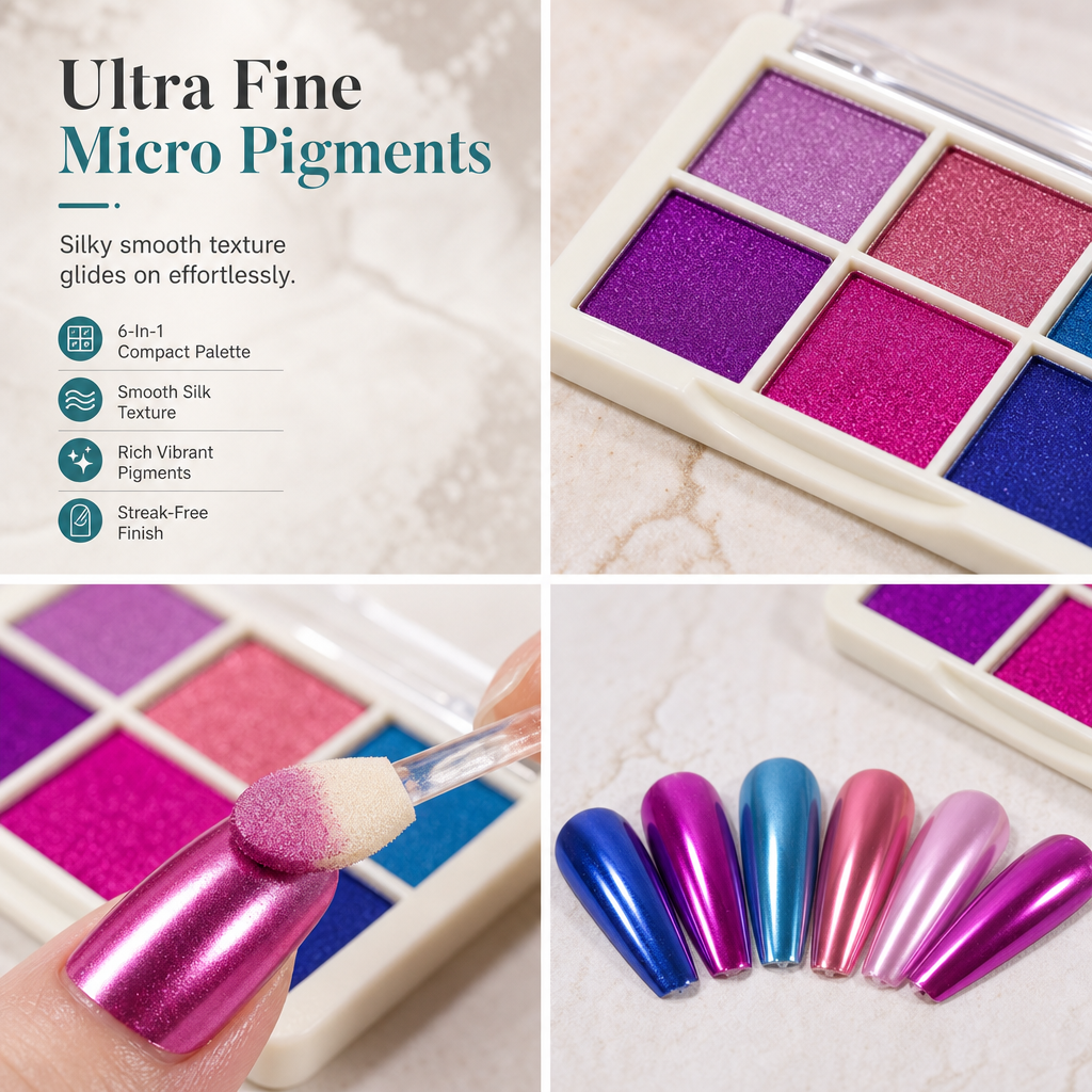 6 Colors Nail Pigment Powder for Nail Art