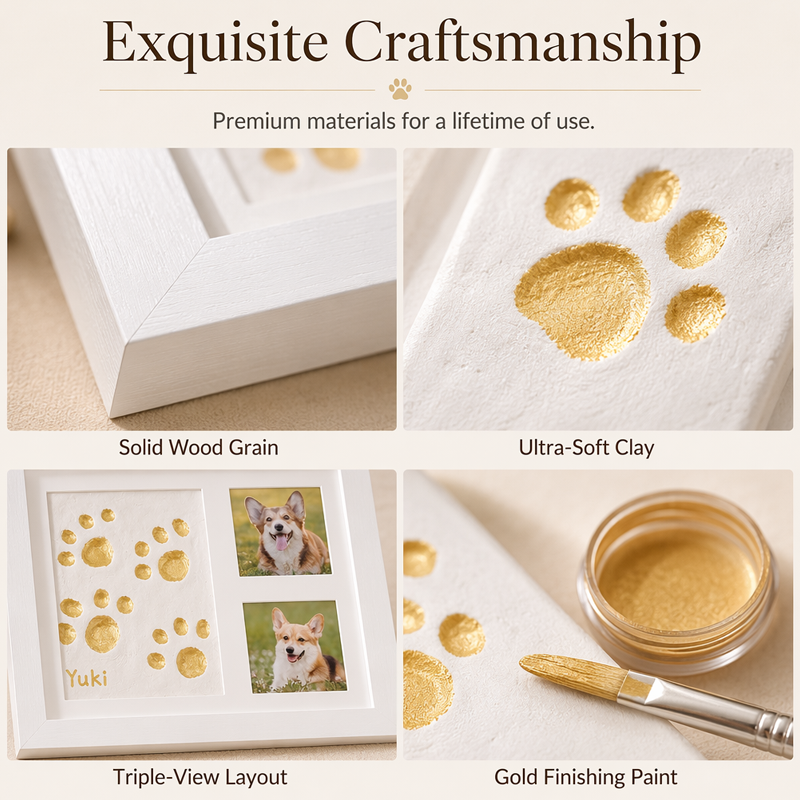 🐾 50% OFF! ✨ Baby & Pet Footprint Keepsake Frame Kit – Triple-Window Wooden Frame, Non-Toxic Soft Clay & Modern Minimalist Design – Capture Lifelong Memories in One Frame 👶