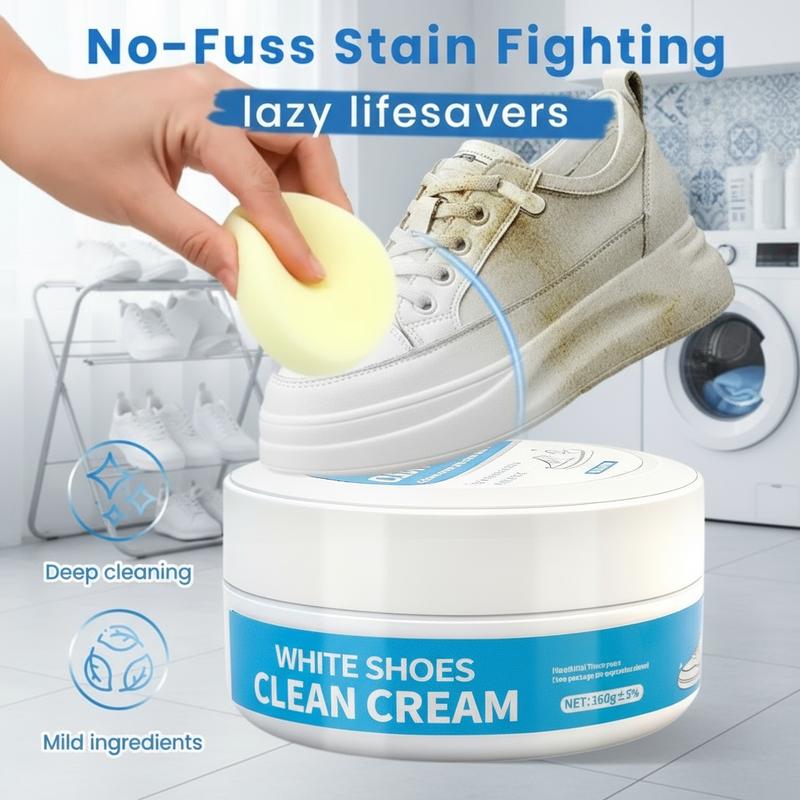 ✈️Last Day 50% OFF✨👟White Shoe Cleaner Cream | Multipurpose No-Wash Solid Comes with Sponge