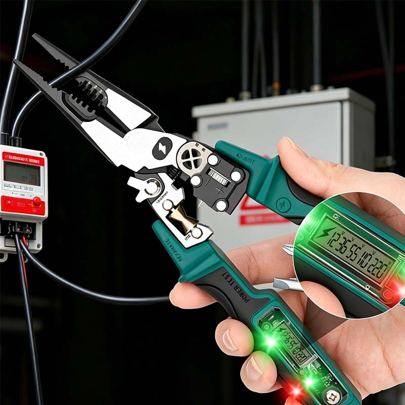 ⚡🔧 8-in-1 Digital Electrician's Pliers – Strip, Cut, Crimp & Test Voltage