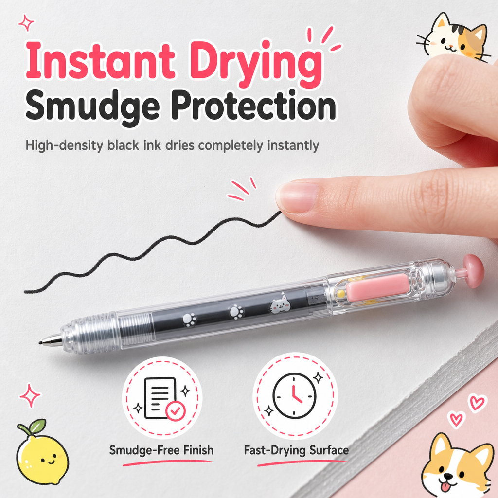 Retractable 0.5mm Quick-Drying Gel Pen Set