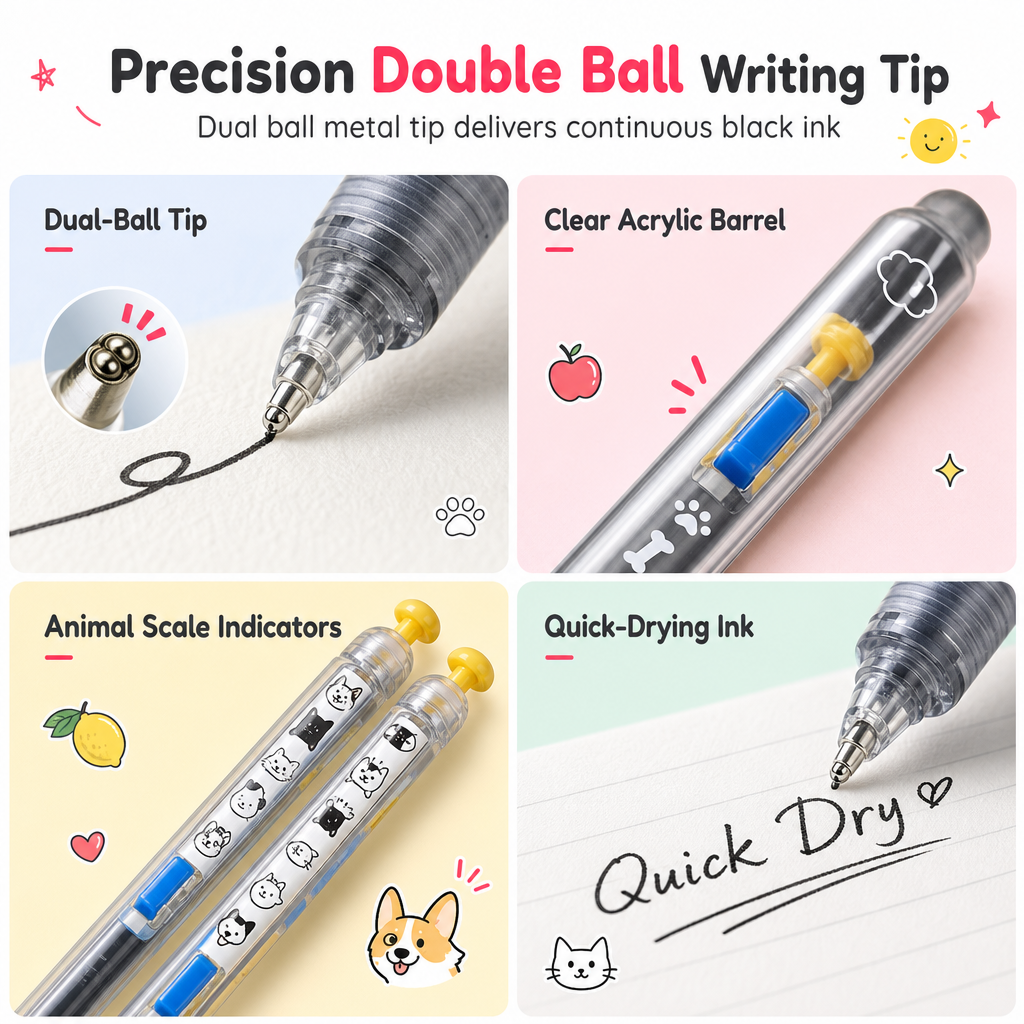 Retractable 0.5mm Quick-Drying Gel Pen Set