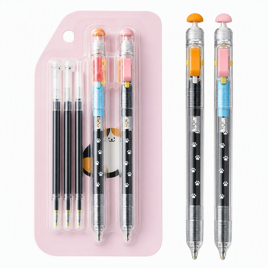Retractable 0.5mm Quick-Drying Gel Pen Set