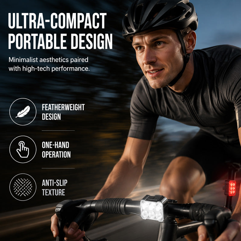 🥳2026 HOT SALE🥳💞50K+ SOLD! 🚲📱 50% OFF! Shockproof Bike Phone Mount + 6-LED Light Set – 180 lumens, Type-C rechargeable, dual independent lights, waterproof. Safe night cycling! 🛡️💪