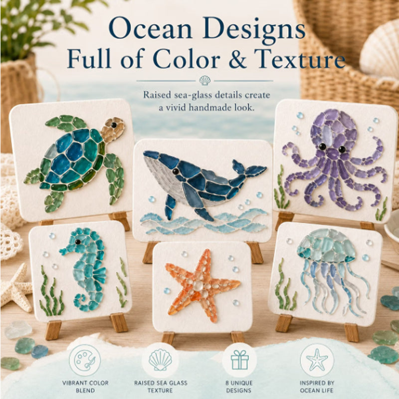 🌊✨ DIY Sea Glass Mosaic Art Kit – Create Your Own Ocean-Inspired Decor