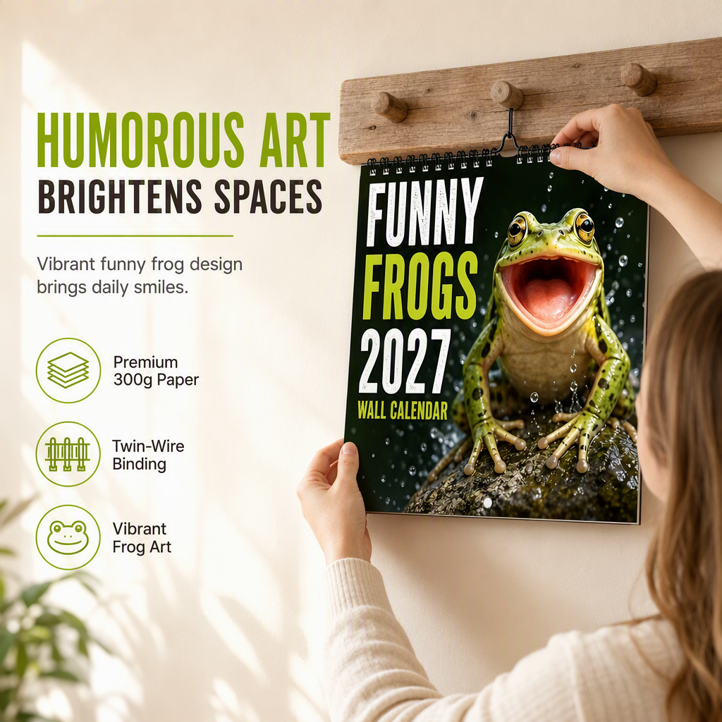 🐸Funny Frogs 2027 Wall Calendar – Cute Humorous Frog Calendar, Quirky Amphibian Gift, Nature & Wildlife Decor