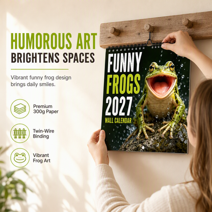🐸Funny Frogs 2027 Wall Calendar – Cute Humorous Frog Calendar, Quirky Amphibian Gift, Nature & Wildlife Decor