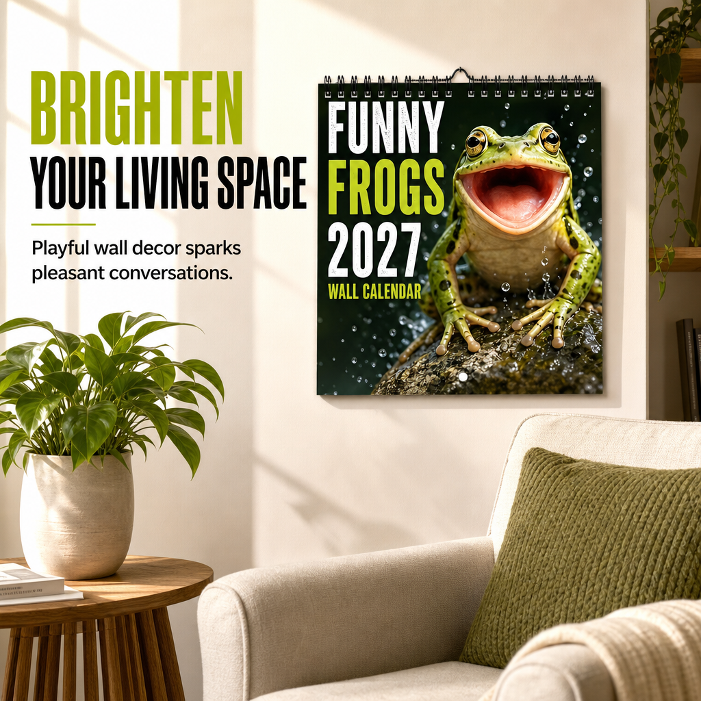 🐸Funny Frogs 2027 Wall Calendar – Cute Humorous Frog Calendar, Quirky Amphibian Gift, Nature & Wildlife Decor