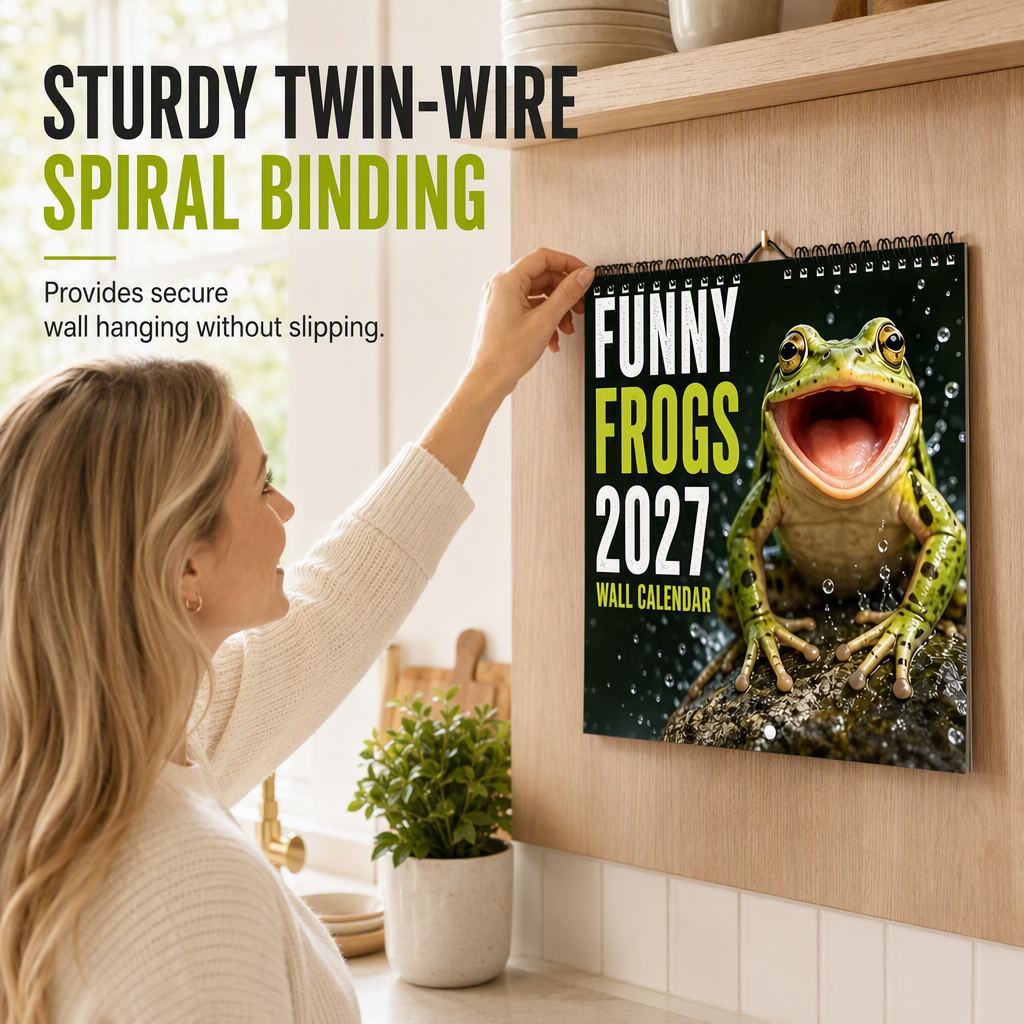🐸Funny Frogs 2027 Wall Calendar – Cute Humorous Frog Calendar, Quirky Amphibian Gift, Nature & Wildlife Decor